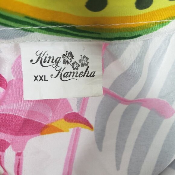 King Kameha Poly Pink Flamingo Watermelon Hawaiian Shirt XXL - Picture 6 of 12